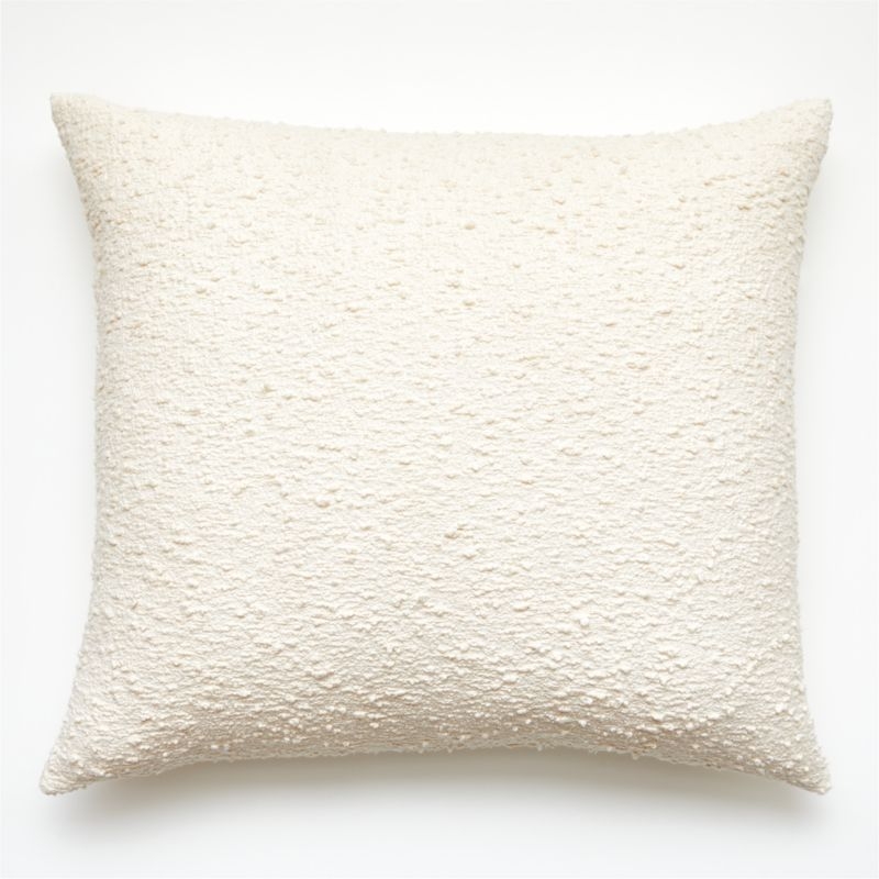 Ivory White Boucle Throw Pillow with Down-Alternative Insert 23" - Image 0