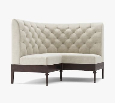 Hayworth Upholstered 2-Seater Banquette, Black Legs & Added Power, Basketweave Slub Charcoal - Image 5