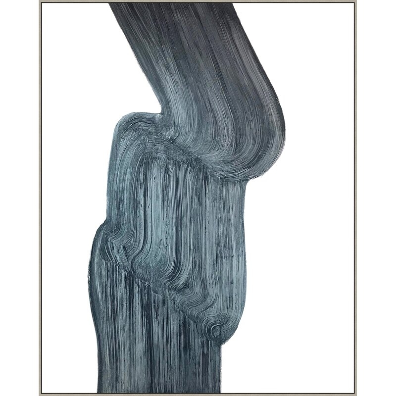 Wendover Art Group Gray Blue Swirl by Thom Filicia - Floater Frame Painting on Canvas - Image 0