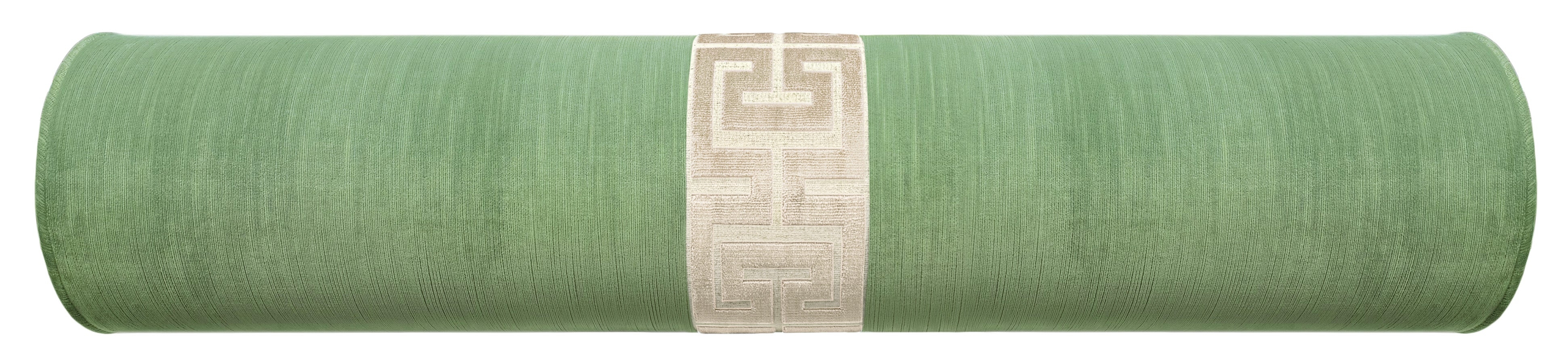 THE BOLSTER :: STRIE VELVET // JADE + GREEK TRIM - TWIN XL // 9" X 30" / Cashmere / 1 pieces (Centered) - Image 0