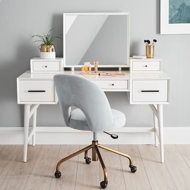 west elm x pbt Mid-Century Vanity Desk Set, White - Image 2