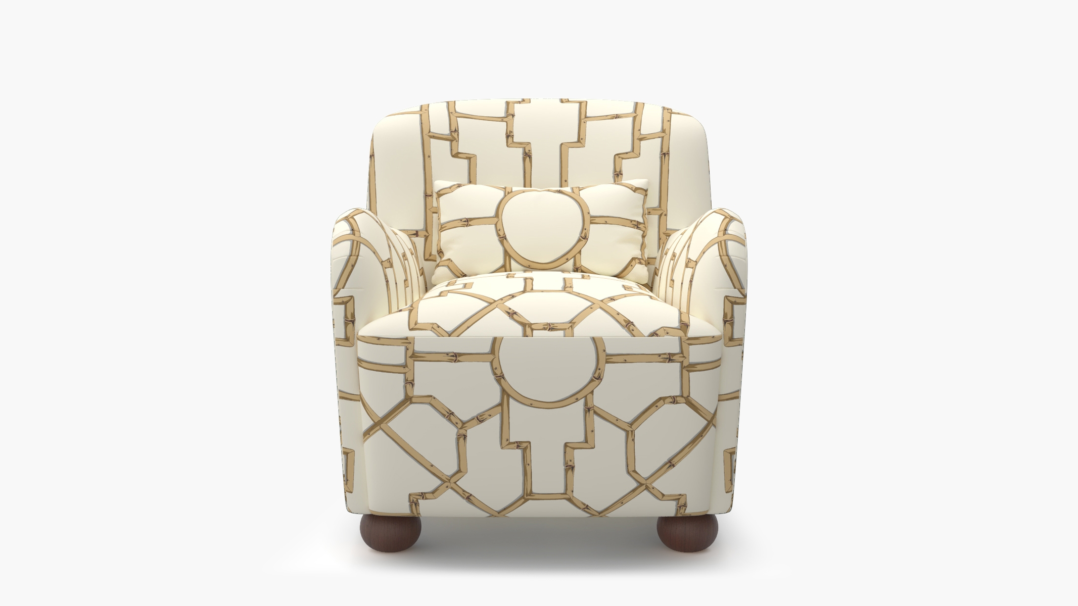 Club Chair, Tan Baldwin Bamboo, Walnut Bun Foot - Image 0
