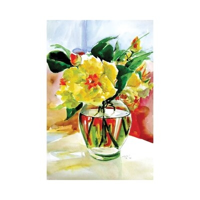 Still Life With Yellow Flowers by Anna Brigitta Kovacs - Wrapped Canvas Painting Print - Image 0