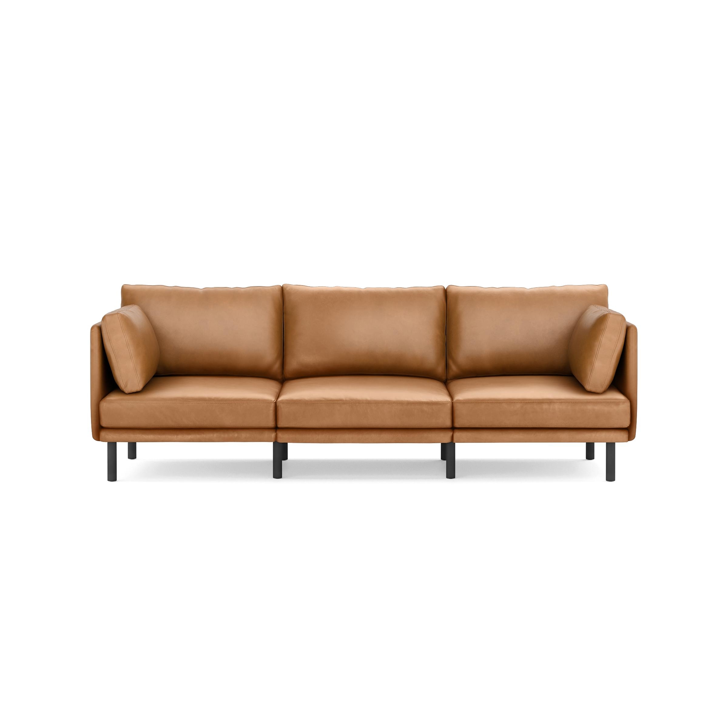Field Leather 3-Piece Sofa - Camel - Top Grain Leather / Black - Metal - Image 0