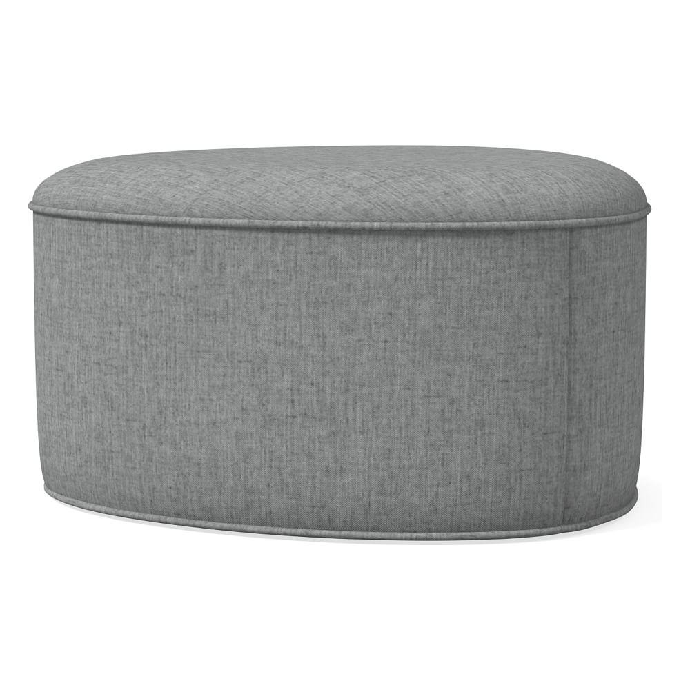Pebble Ottoman Large, Poly, Performance Coastal Linen, Anchor Gray, Concealed Supports - Image 0