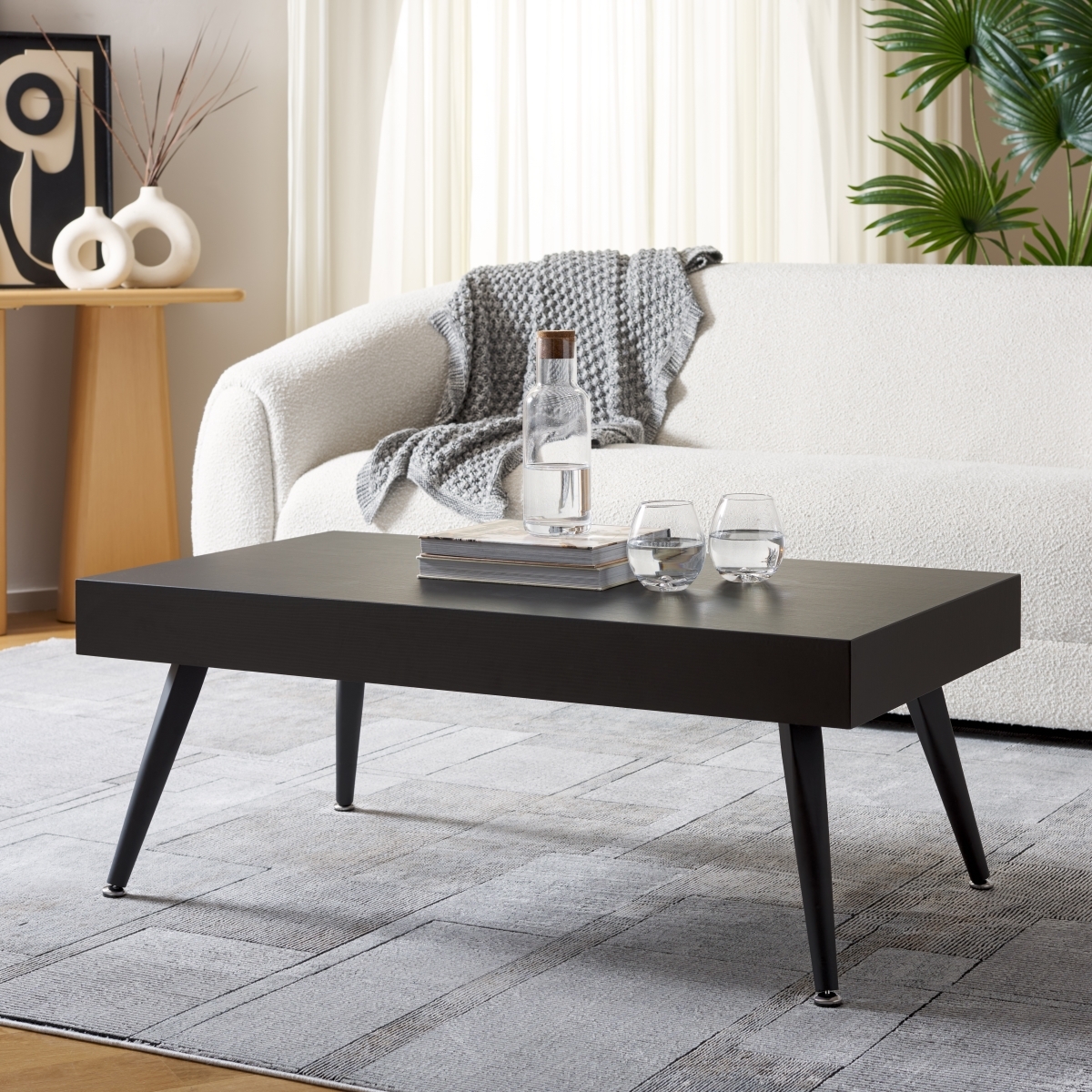 Cedric Coffee Table - Black Stripe / Black - Safavieh - Image 1