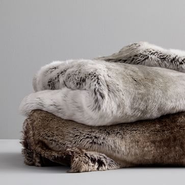 Faux Fur Ombre Throw, 47"x60", Feather Gray - Image 3