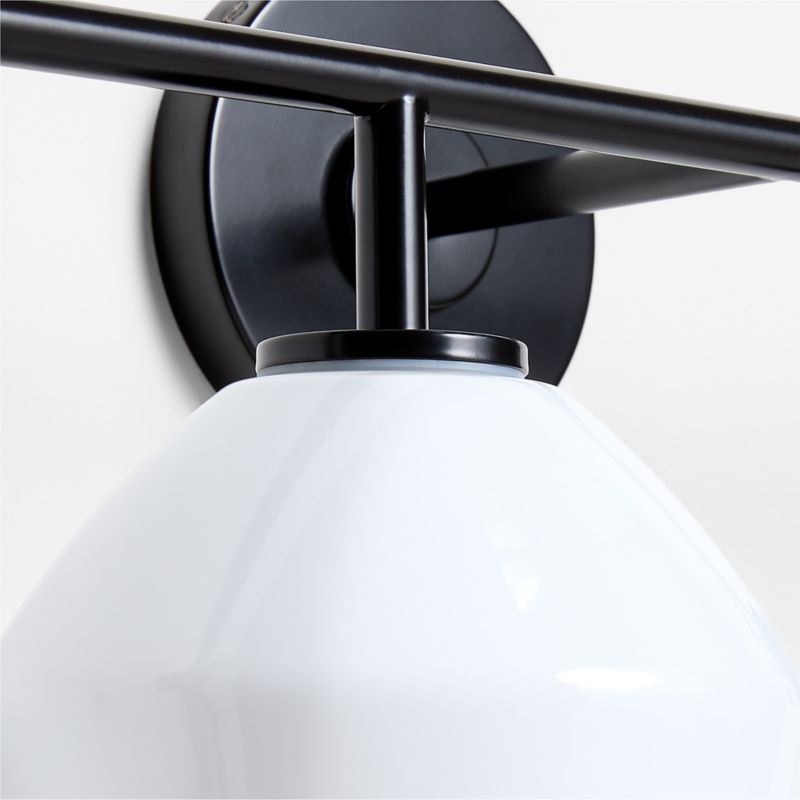 Arren Black 4-Light Wall Sconce Light with Milk Glass Angled Shade - Image 4