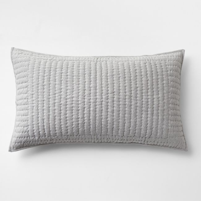 Cozysoft Organic Cotton Jersey Grey King Quilted Pillow Sham - Image 0