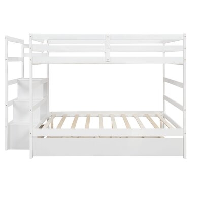 Full Over Full Bunk Bed With Twin Size Trundle (White) - Image 0