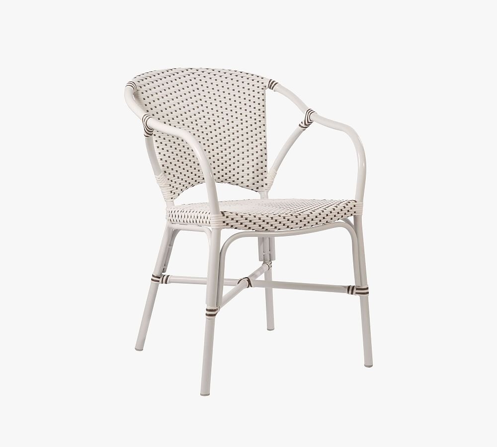 Valerie Rattan Armchair, White & Cappuccino Dots - Image 0