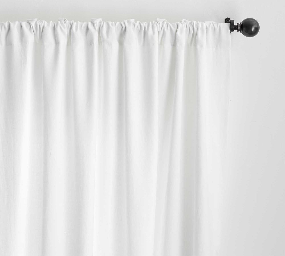 Custom Classic Belgian Flax Linen Rod Pocket Blackout Curtain, White, 48 x 42" - Image 0