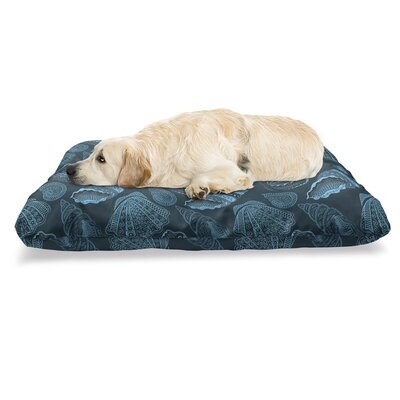 Ambesonne Scallop Pet Bed, Repetitive Seashell Aquatic Underwater Sea Creatures Pattern, Chew Resistant Pad For Dogs And Cats Cushion With Removable Cover, 24" X 39", Petrol Blue - Image 0