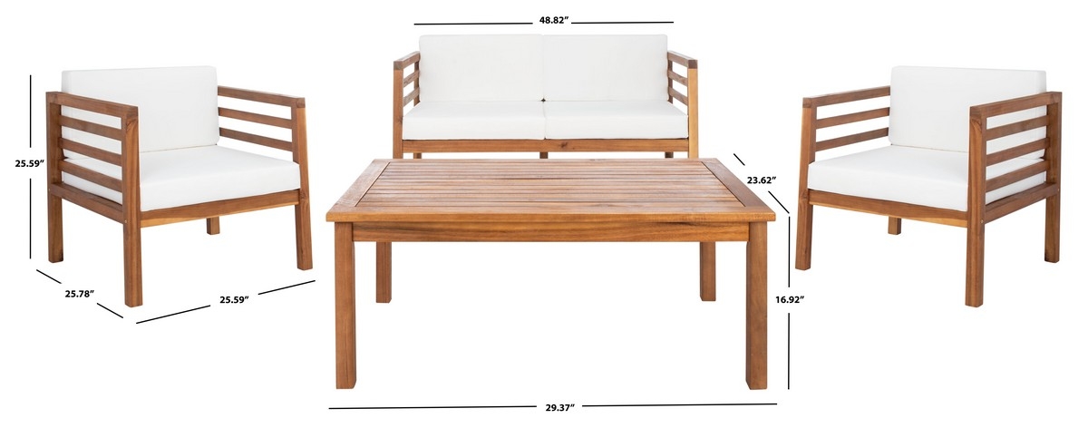 Kinnell 4 Pc Outdoor Living Set - Natural/Beige - Safavieh - Image 9