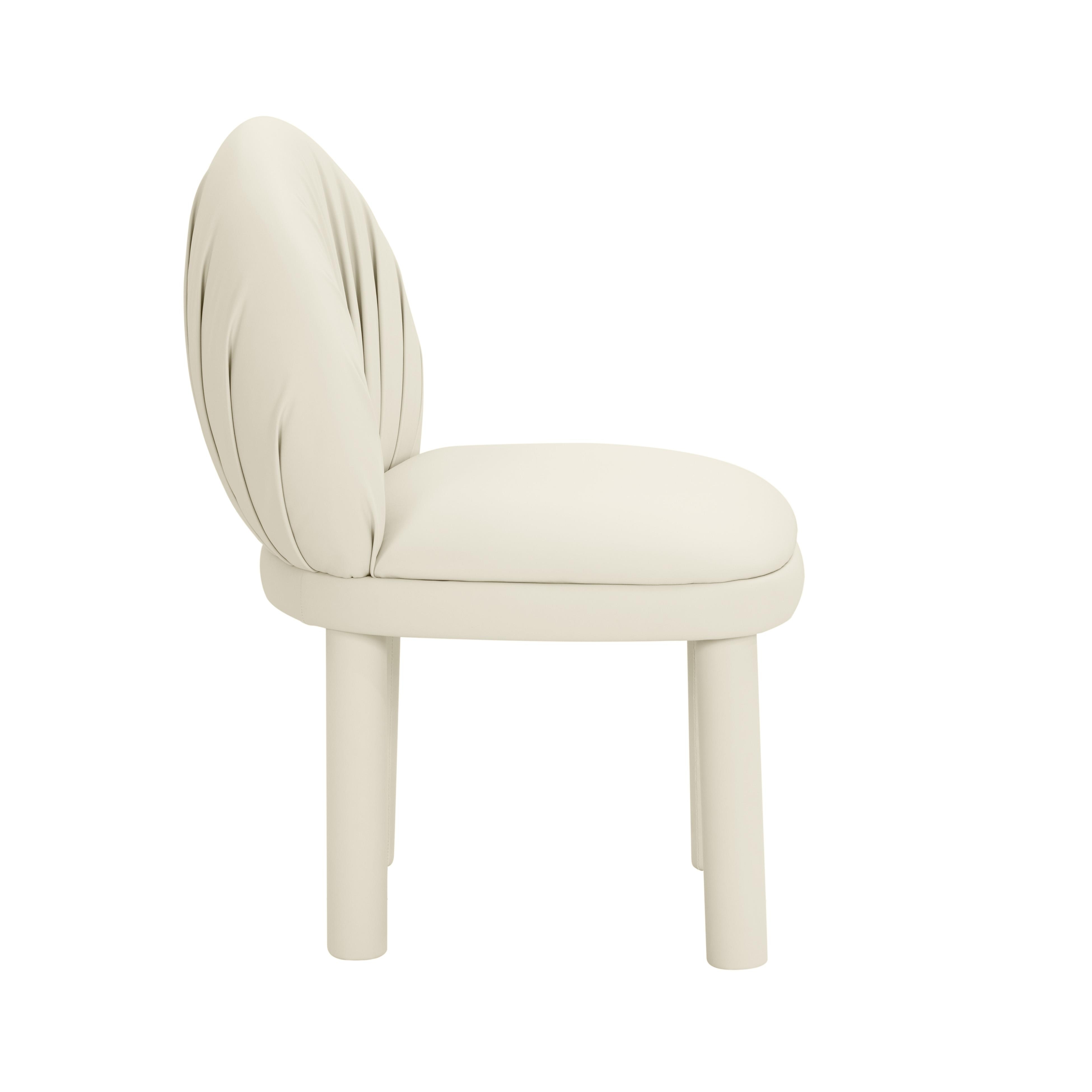 Aliyah Cream Vegan Leather Dining Chair - Image 3