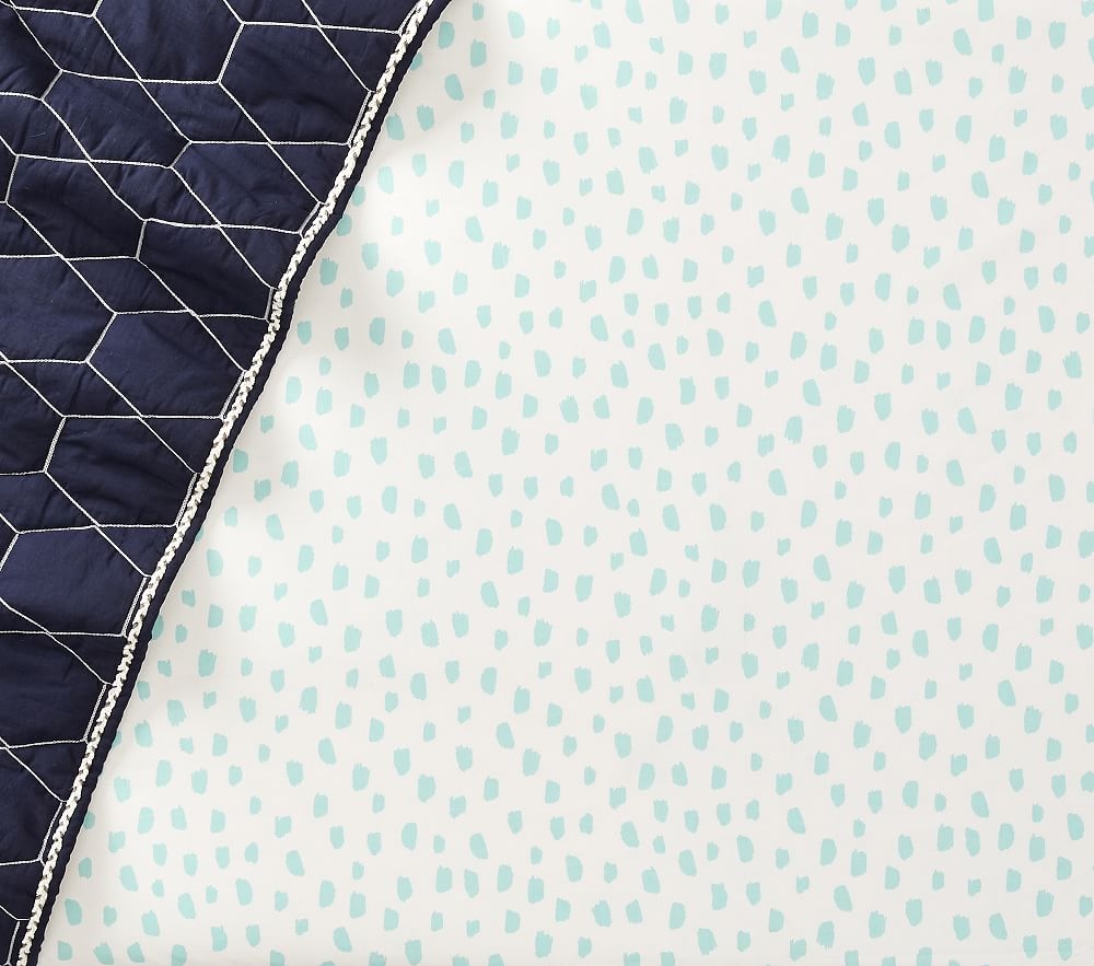 Organic Mint Brushstroke Dot Fitted Crib Sheet - Image 0
