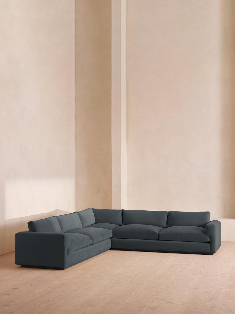 Mossley Corner Sofa, Velvet, Grey Blue , US - Image 0