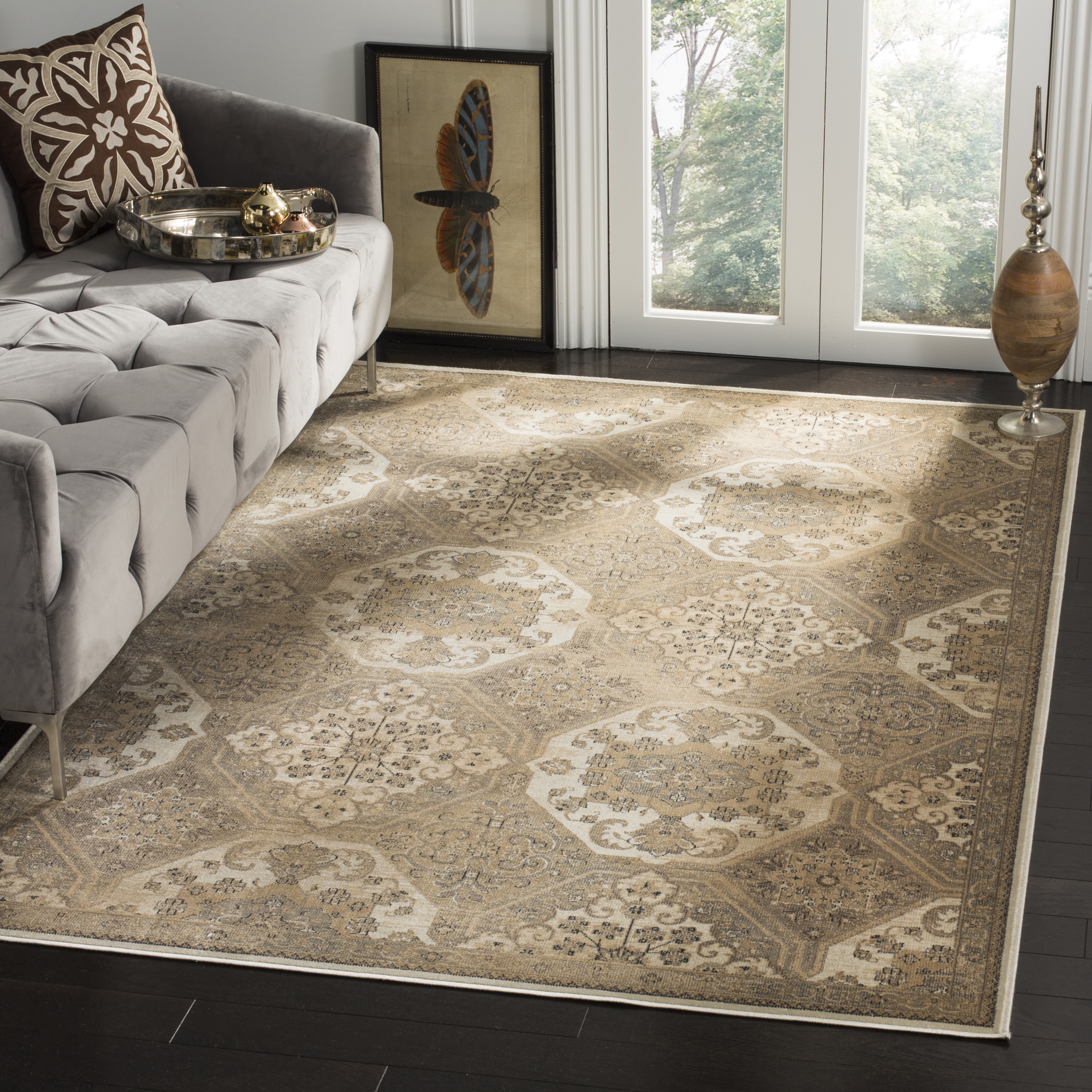 Arlo Home Woven Area Rug, VTG128-3440, Beige/Cream,  6' 7" X 9' 2" - Image 1