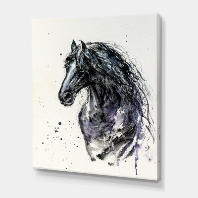 FDP35568_Portrait Of Friesian Horse With Long Manes - Farmhouse Canvas Wall Art Print - Image 0