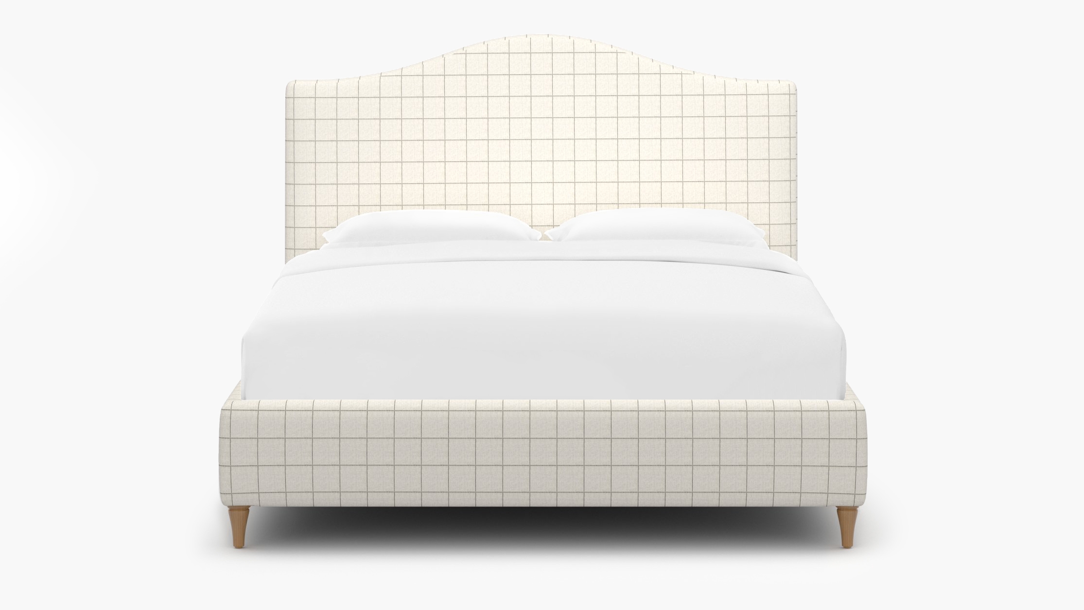 Camelback Bed, Coal Windowpane, Natural Decorative Tapered Leg, King - Image 0