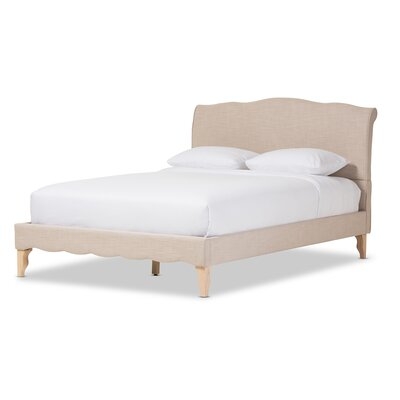 Rowley French Classic Modern Style Beige Linen Fabric King Size Platform Bed - Image 0