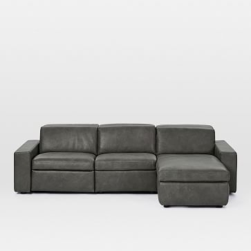 Enzo Sectional Set 35: 16" Arm WithStorage + 30" Single With Power + 30" Single Without Power + 8" Arm + Storage Chaise, Poly, Saddle Leather, Nut, Concealed Supports - Image 1