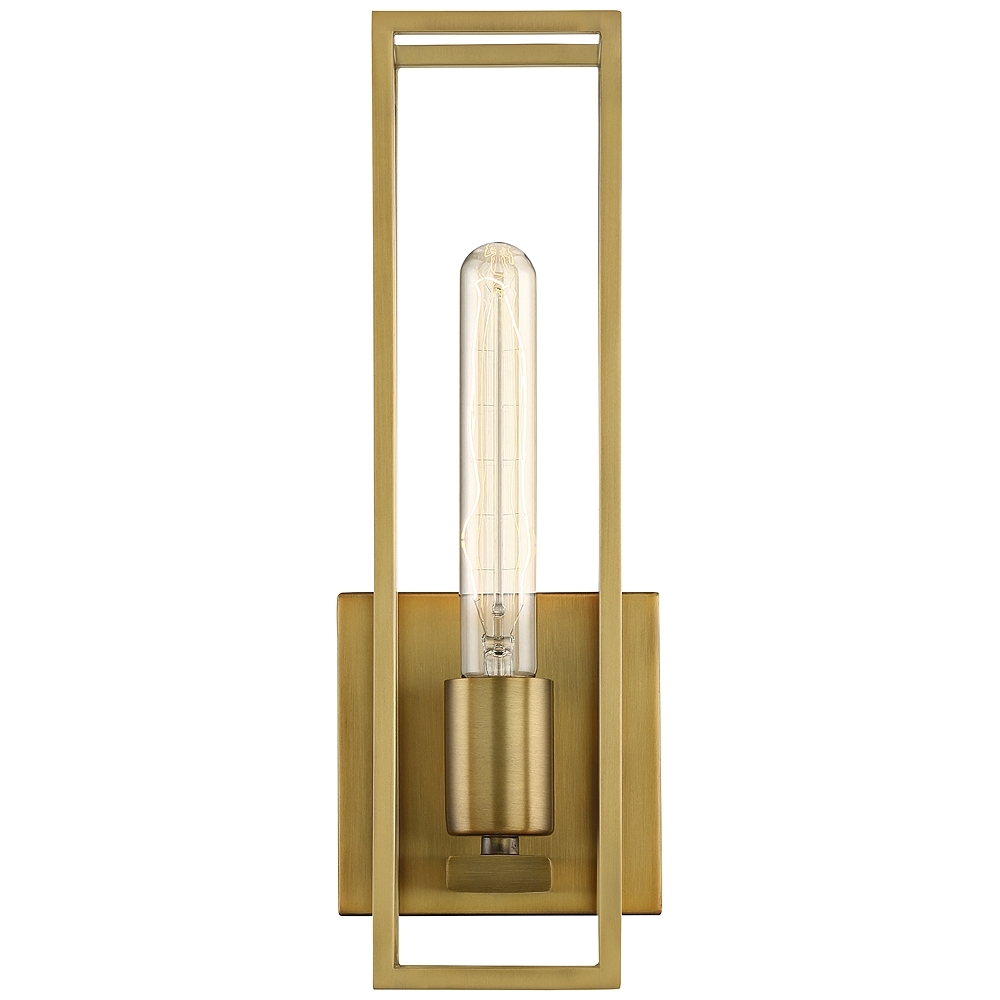 Quoizel Leighton 13 3/4" High Weathered Brass Wall Sconce - Style # 83G73 - Image 0