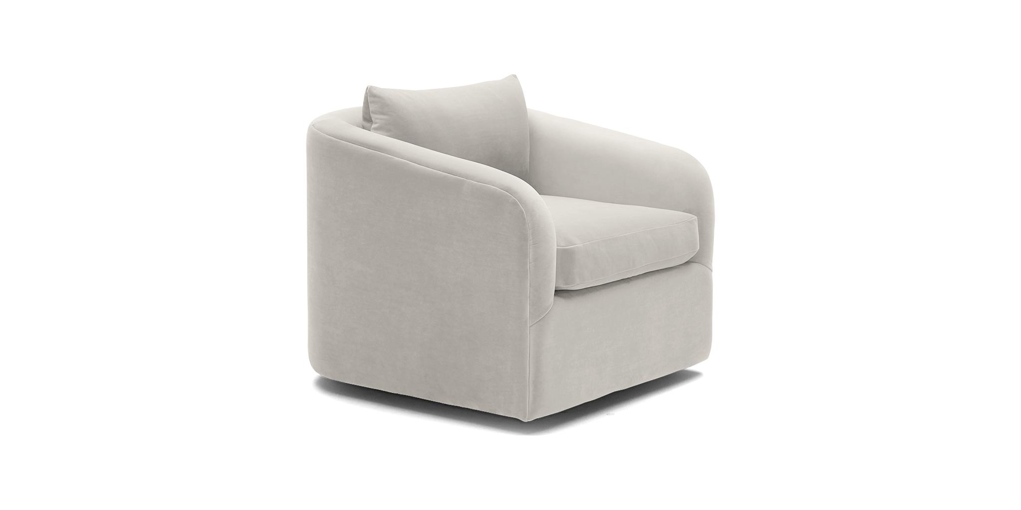 White Amelia Mid Century Modern Swivel Chair - Tussah Snow - Image 1