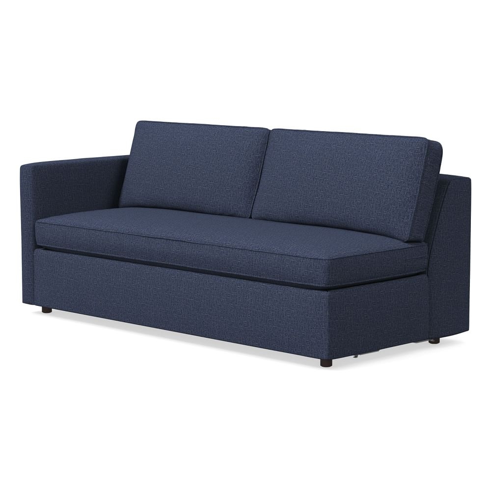 Harris Petite Left Arm 75" Sofa Bench, Poly, Deco Weave, Midnight, Concealed Supports - Image 0