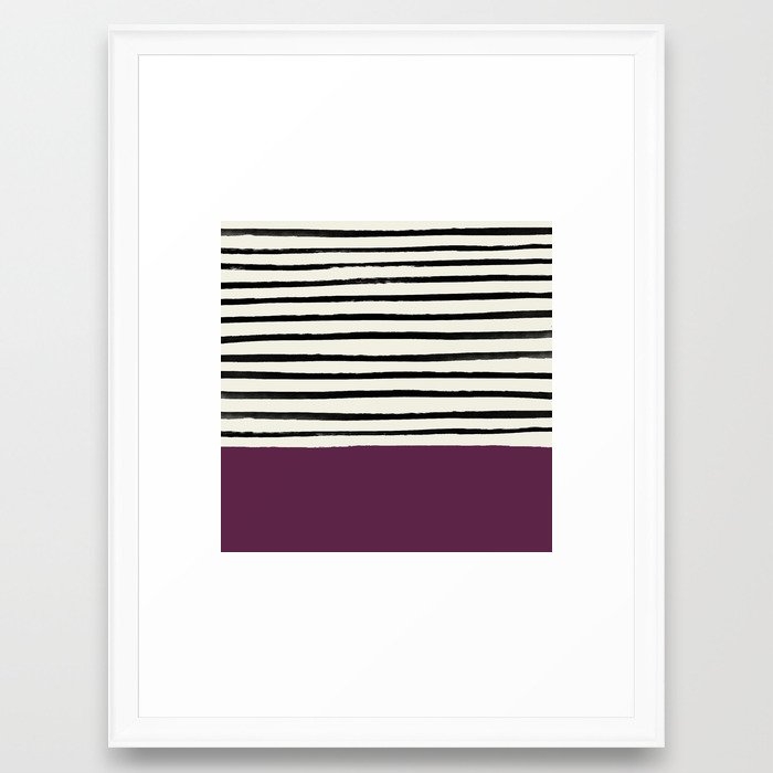 Plum X Stripes Framed Art Print by Leah Flores - Scoop White - Medium(Gallery) 18" x 24"-20x26 - Image 0