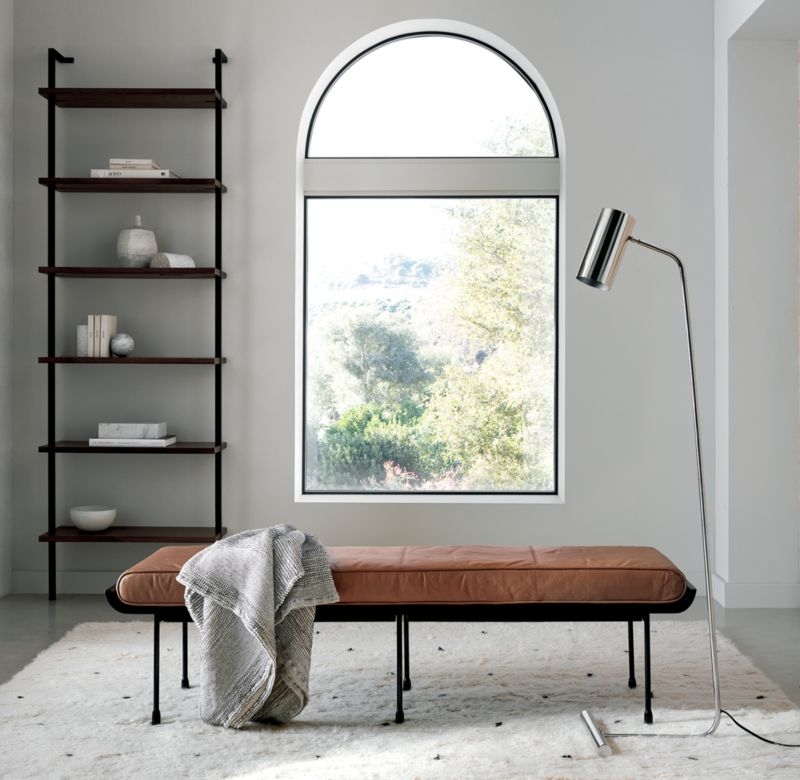 Helix 96" Walnut Wood Wall Mount Bookshelf - Image 1