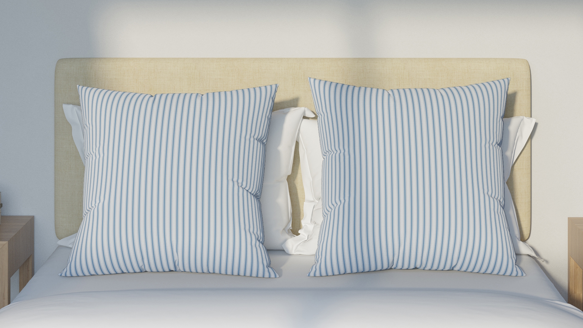 Throw Pillow 26", Cornflower Classic Ticking Stripe, 26" x 26" - Image 2