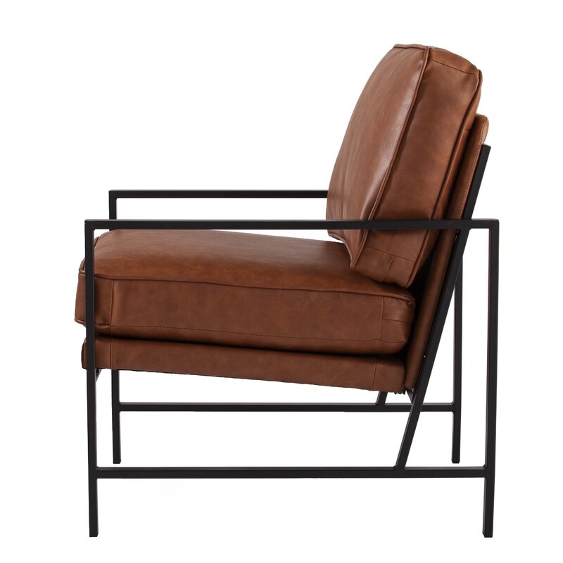 Karynmere Armchair, Brown Faux Leather, 22.75" - Image 7