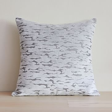 Distressed Cut Velvet Pillow Cover, 20"x20", Stone White - Image 0