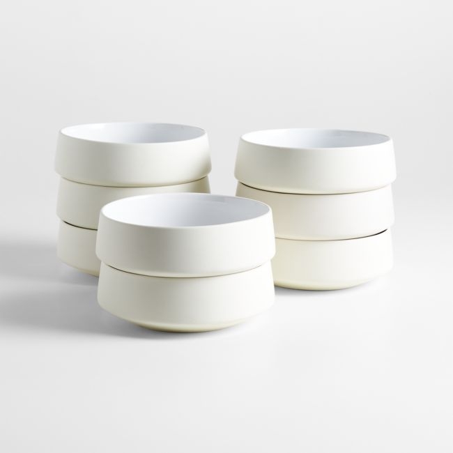 Tour White Porcelain Cereal Bowls, Set of 8 - Image 0