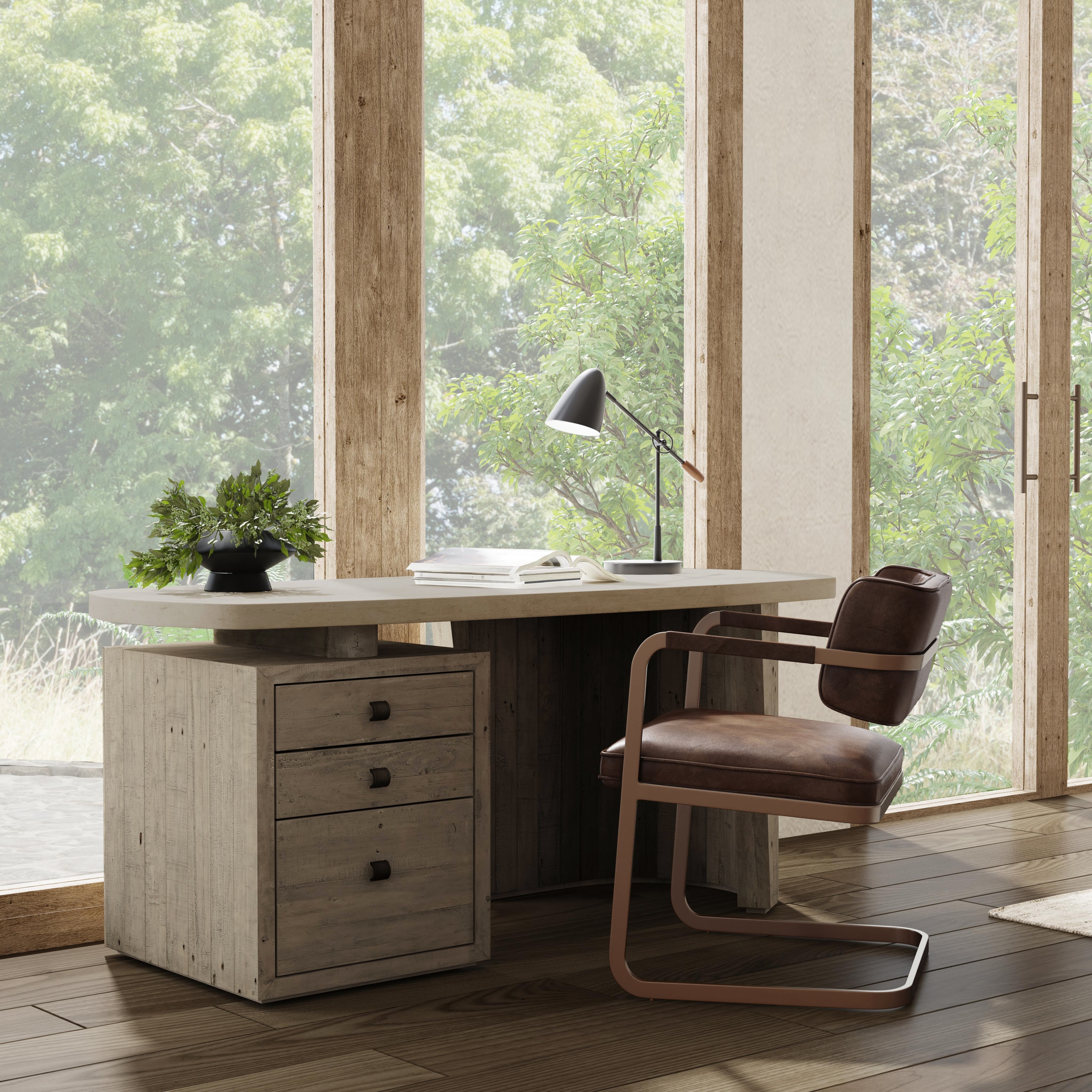 Angus Reclaimed Pine 70" Desk Distressed Gray/Weathered Chalk - Image 8