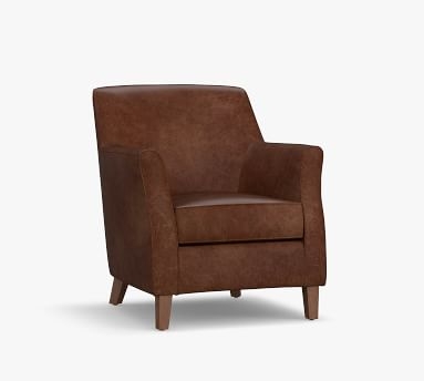 SoMa Newton Leather Armchair, Polyester Wrapped Cushions, Vegan Java - Image 1