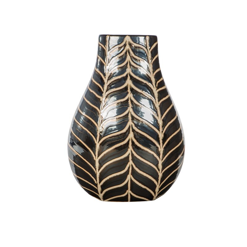 Bradburn Home Brown/White 13"" Ceramic Table Vase - Image 0
