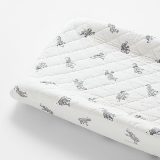 Stay Cool Botanical Elephant Organic Cotton Baby Changing Pad Cover - Image 0