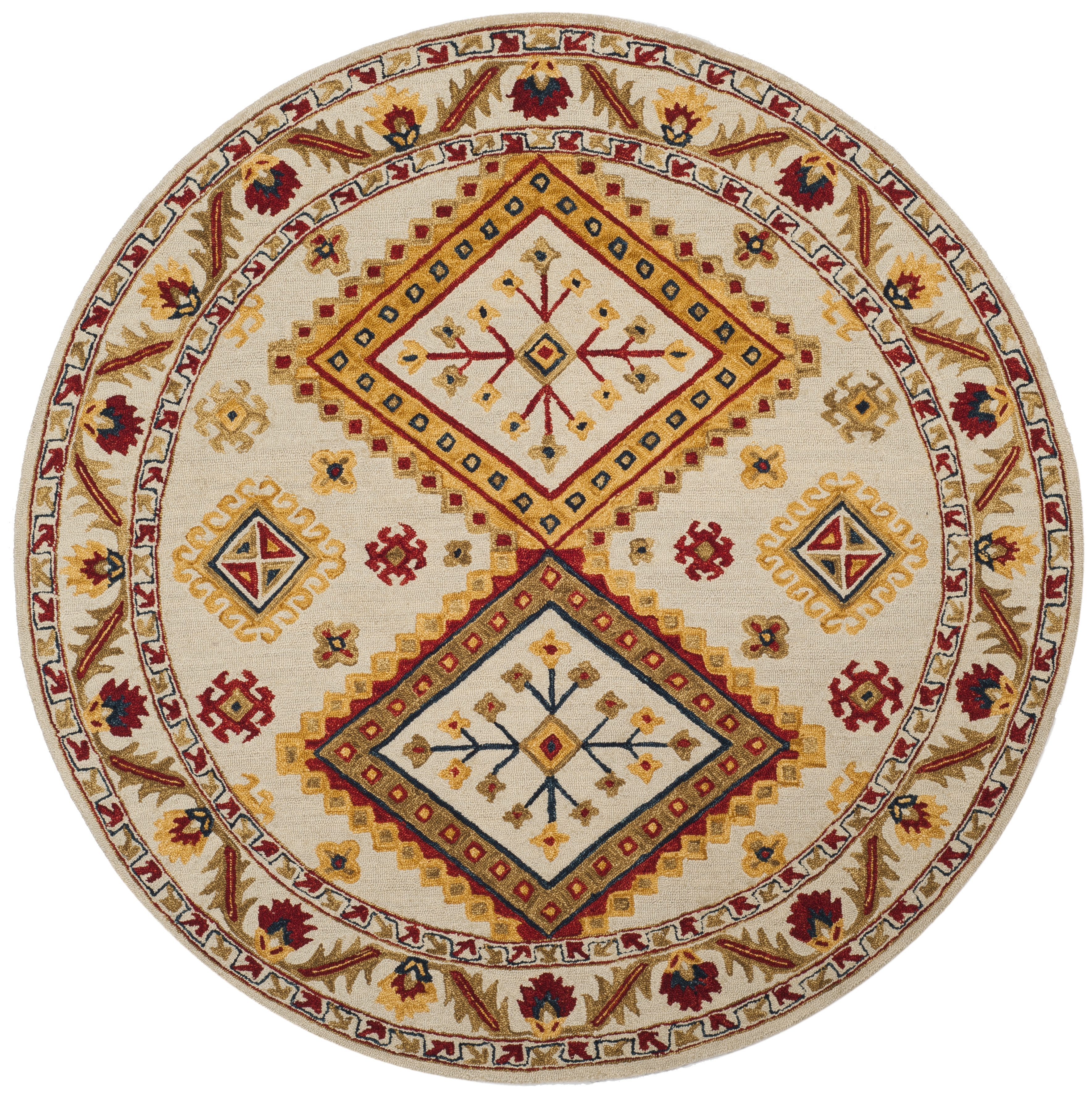 Arlo Home Hand Tufted Area Rug, APN706A, Ivory/Multi,  7' X 7' Round - Image 0