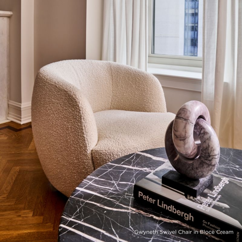 Gwyneth Ivory Boucle Swivel Chair by goop - Image 5