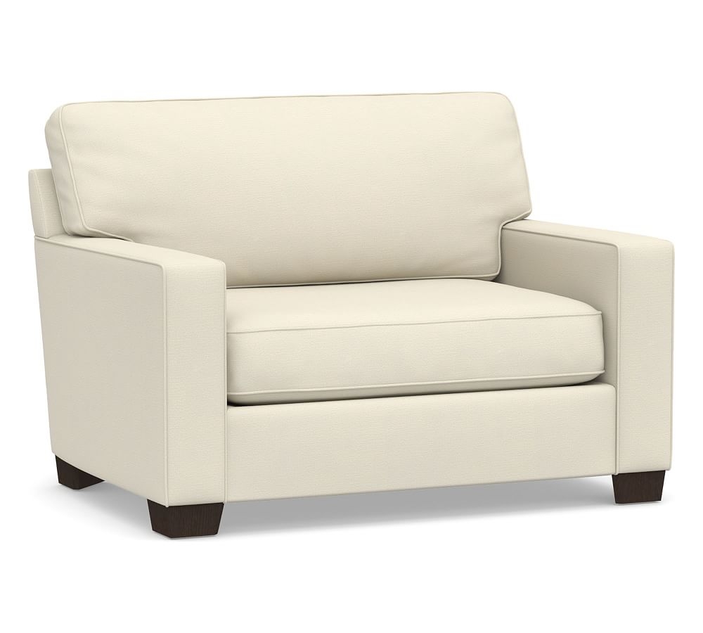 Buchanan Square Arm Upholstered Twin Sleeper Sofa, Polyester Wrapped Cushions, Park Weave Ivory - Image 0