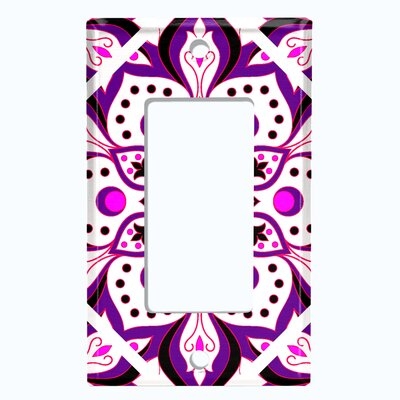 Metal Light Switch Plate Outlet Cover (Pink Purple Elegant Mandala Flowers Tile   - Single Rocker) - Image 0