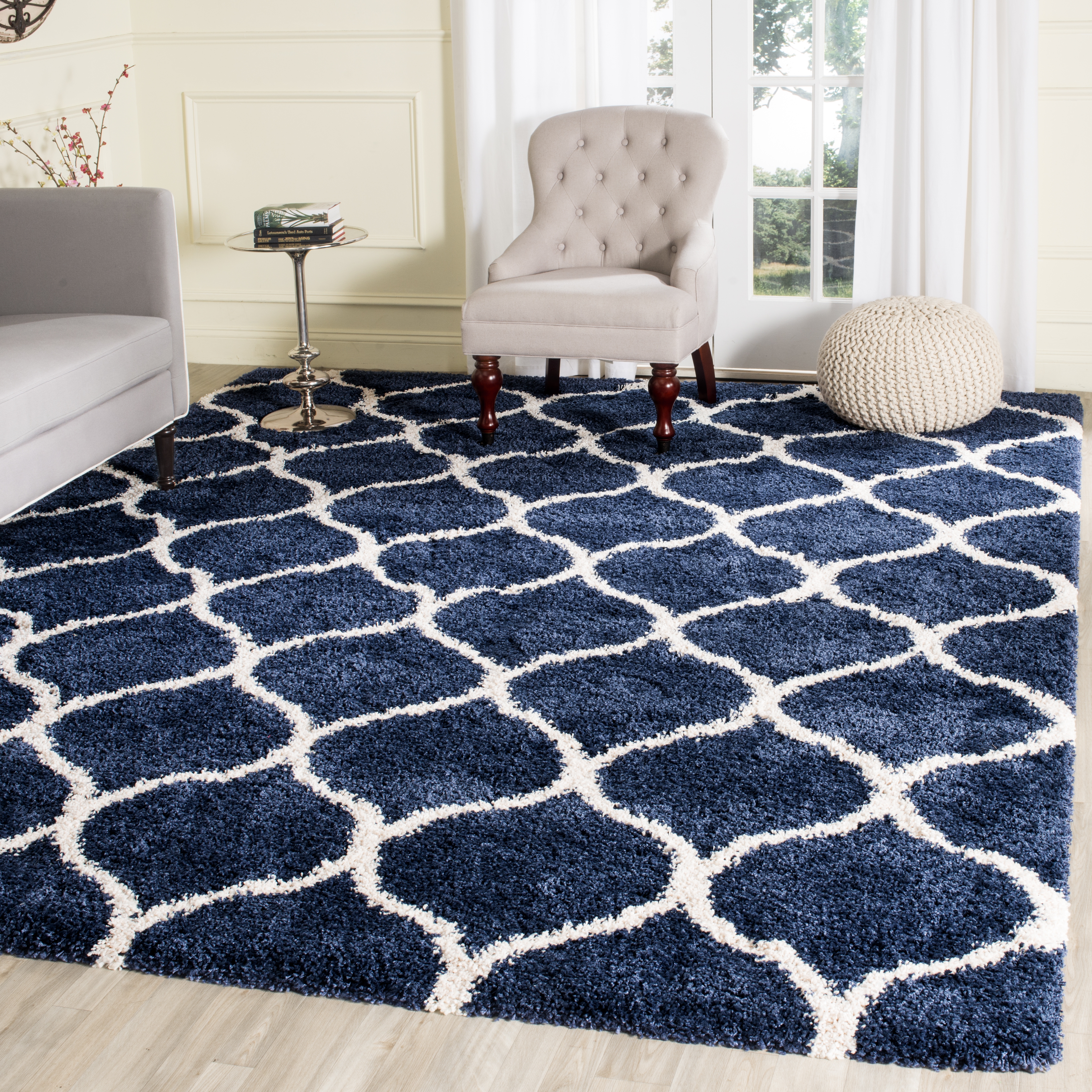 Arlo Home Woven Area Rug, SGH280C, Navy/Ivory,  9' X 12' - Image 1