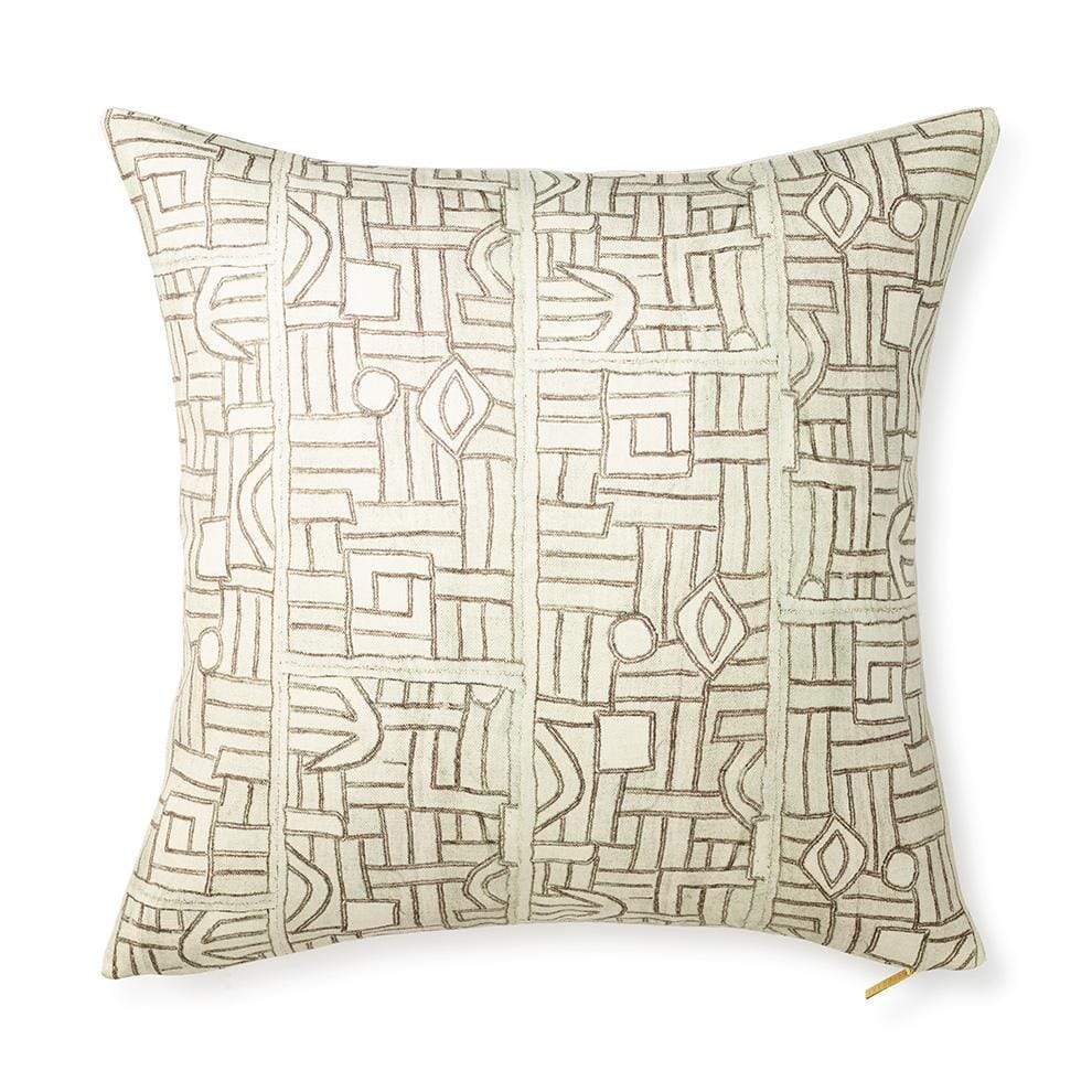 Ecru Maze Kuba Cloth Pillow - Image 0