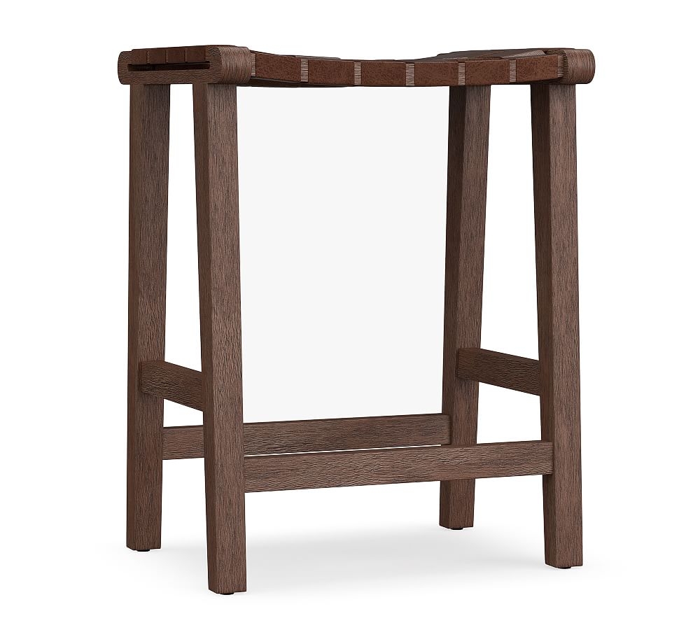 Fenton Leather Backless Counter Height Bar Stool, Coffee Bean Frame, Statesville Espresso - Image 0
