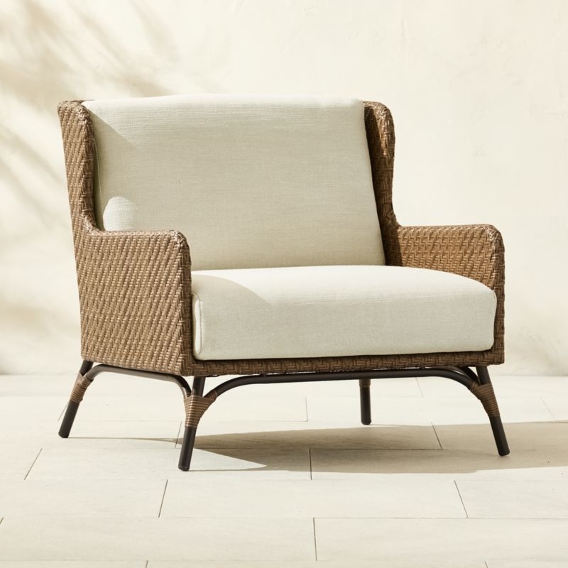 Astoria All-Weather Rattan Outdoor Lounge Chair with Warm White Sunbrella® Cushions - Image 4