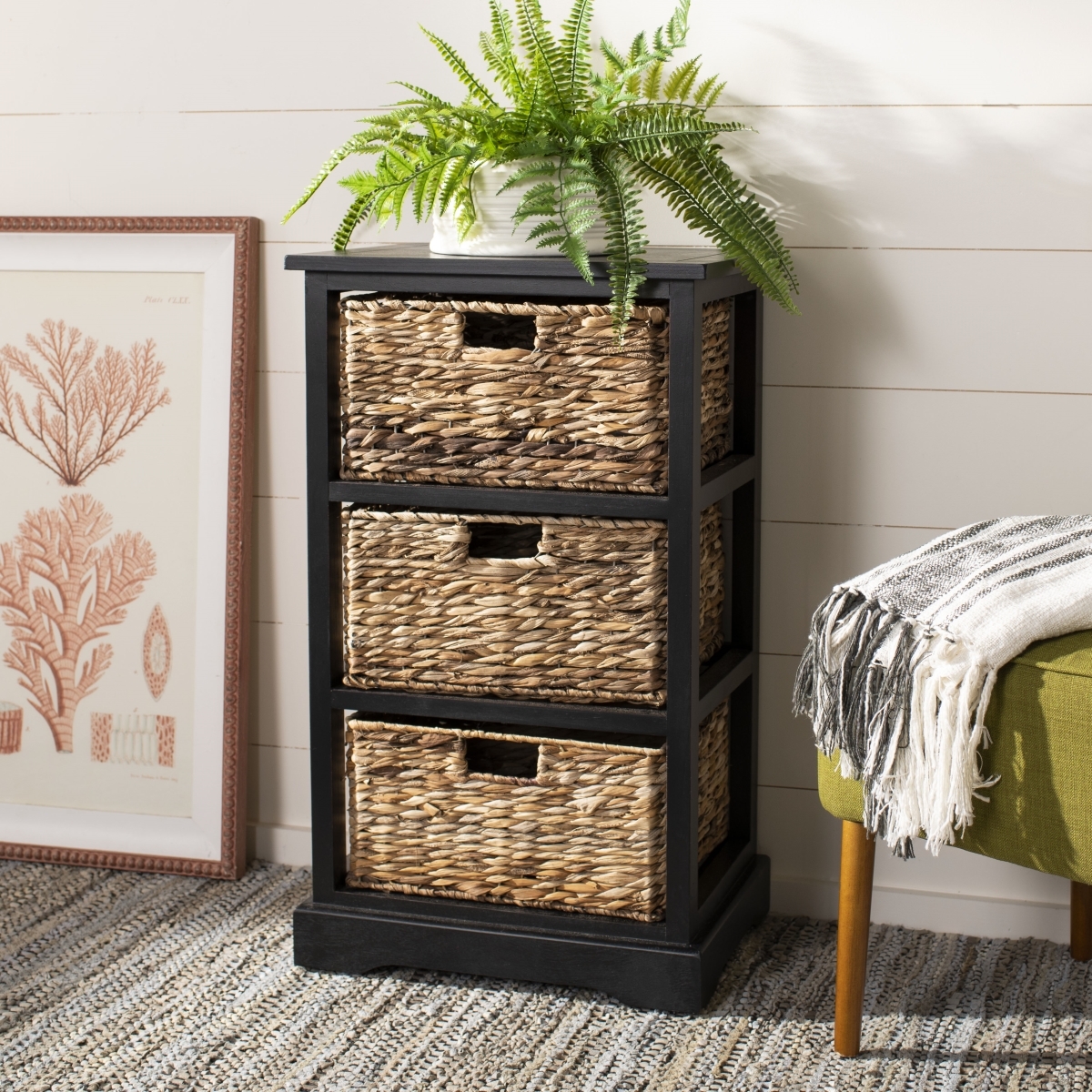Halle Storage Side Table - Distressed Black - Safavieh - Image 1
