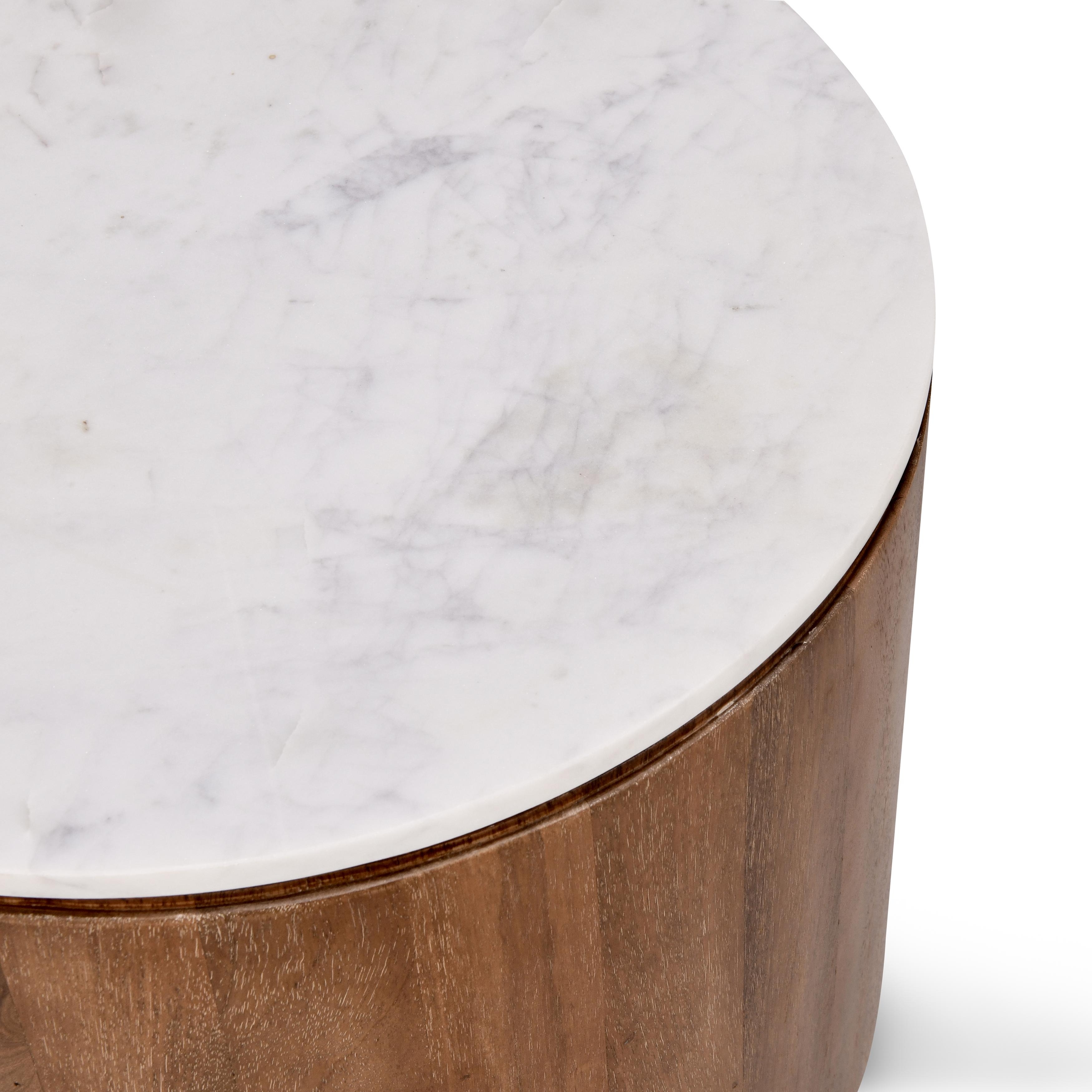 Josie 22" Round End Table Umber/Marble - Image 1