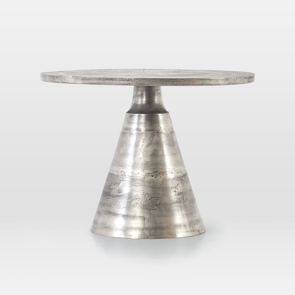 Pedestal 40.75" Outdoor Round Bistro Table, Raw Antique Nickel - Image 0